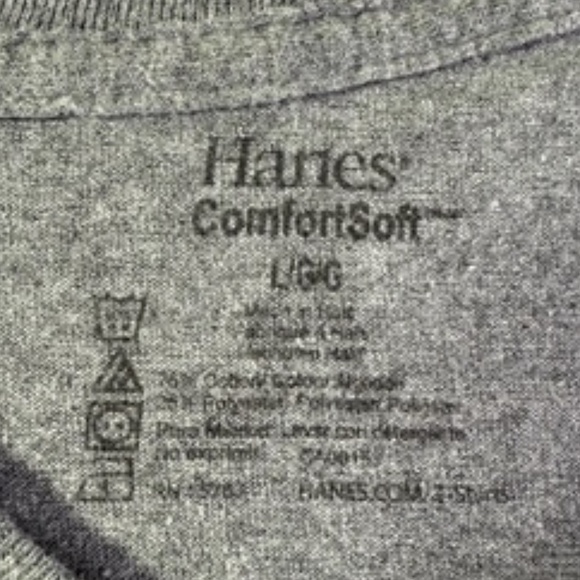 NWOT Hanes V-Neck Heather Gray Comfort Soft Short Sleeve Men's Tee-Shirt Size L - Picture 5 of 5
